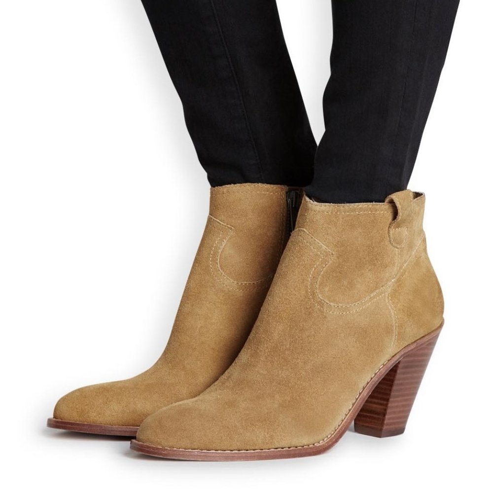 Ash Ivana Tan Ankle Boots in Camel Suede
